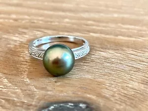 RING mit BRILLANTEN & TAHITI PERLE 585/14 KARAT WEISSGOLD - Bild 1 von 6