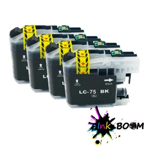 4 tintas negras para Brother LC75 30 ml MFC-J6510DW MFC-J435W MFC-J5910DW DCP-J525W - Imagen 1 de 1