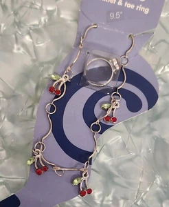 Set Anelli Vintage Claire's Strass Rosso Ciliegie Caviglia e Punta Ciliegia - Foto 1 di 6