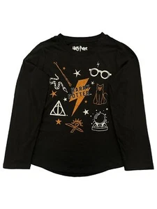 Harry Potter Girls Black & Orange Halloween Graphic Tee Shirt T-Shirt - Picture 1 of 2