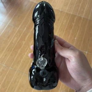Schwarz 8" Penis Glaspfeife Erwachsene Glasbong Rauchen Wasserpfeifen Wasserpfeifen Shisha - Bild 1 von 11