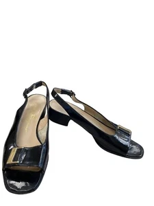 Salvatore Ferragamo Damen schwarz Leder Slingback Absatz Größe 8 Art.-Nr. 8305 - Bild 1 von 15