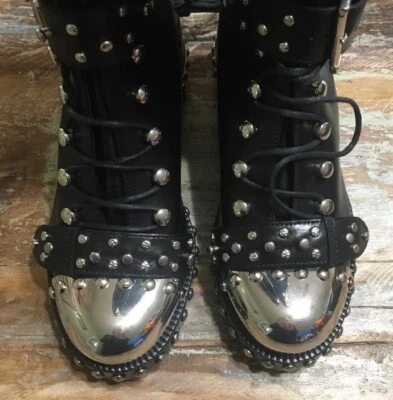 NEW Alexander McQueen Studded Boots ~ BLACK ~ Metal Plates ~ Size 36 ~ US Size 6 - Image 1 of 4
