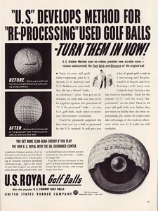 Print Ad US Royal Golf Balls 1942 Full Page Large Magazine 10.5"x13.5" - Picture 1 of 1