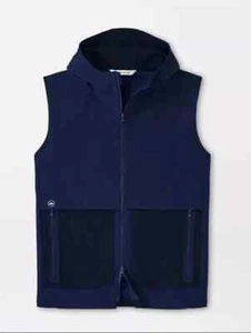 $225 Peter Millar Size Medium Men's Crown Sport Via Vest Hooded Navy Blue - Picture 1 of 11