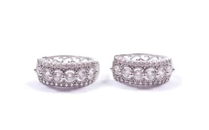 Pendientes Racimo Huggie Circonita cúbica Plata de Ley 925 3,8 g - Imagen 1 de 9