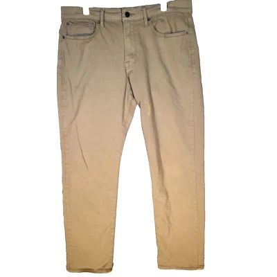 Pantalones de mezclilla para hombre Lucky Brand 121 34/30 beige tiro medio ajustados pierna recta M1894 Foto 1 de 4
