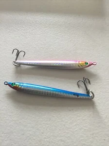 Mackerel bass and pike fishing lures 2x 40gm Perk Bar #6 TrebleHooks Cod Pollock - Picture 1 of 8