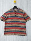 Missoni Sports Vintage Multicoloured Stripped Short Sleeve Polo Size L