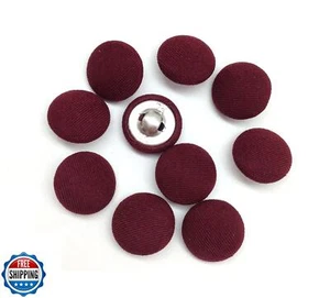 PEPPERLONELY 10PC 15mm Fabric Cloth Covered with Metal Shank Round Buttons, M - Picture 1 of 3