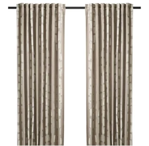 NEW Ikea Hackberberis Room Darkening Curtains 1 Pair 50 in. x 98 in. Beige/Tan - Picture 1 of 9