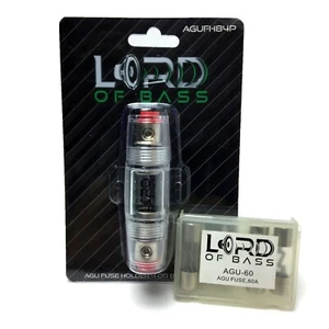 Lord of Bass In Line 4 8 Gauge AGU Fuse Holder + 5 Pack 60 AMP AGU Fuses - Picture 1 of 3