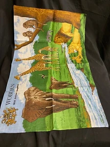 Woburn Wild Animal Kingdom Tea Towel Linen Vintage New  - Picture 1 of 3