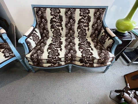 Antique French Oval Chair And Matching Settee Cover
