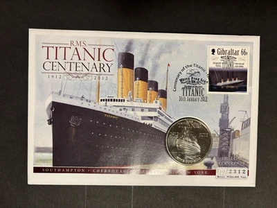 Gibraltar 2012  Titanic Centenary, single stamp + £5 Jersey Coin. - Image 1 of 2
