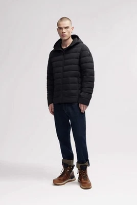 NUEVO $399 PAJAR HOMBRE SENECA NEGRO LIGERO ACOLCHADO PUFFER CHAQUETA CON CAPUCHA (S) Foto 1 de 4