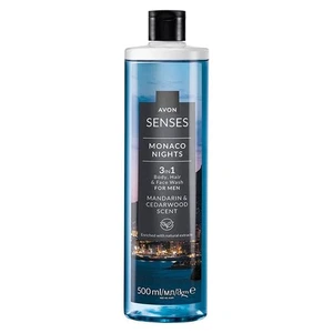 AVON Senses MONACO NIGHTS 3-in-1 Duschgel, Shampoo & Gesichtswaschgel 500 ml - Bild 1 von 1