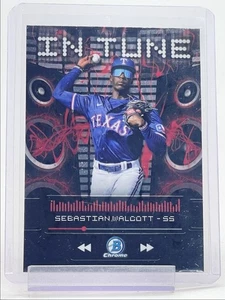 SEBASTIAN WALCOTT 2024 BOWMAN CHROME DRAFT IN TUNE TEXAS RANGERS Q1883 - Picture 1 of 2