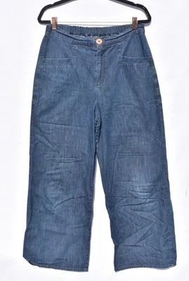 Vintage 90's FLAX Dark Wash Wide Leg Trousers Pants Denim Pants size Small - Image 1 of 4