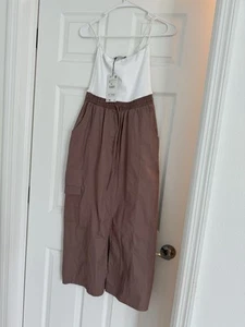 New Zara contrasting Midi Dress, Mauve - Picture 1 of 3