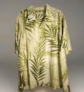VTG Tommy Bahama XL 100% Silk Men's Hawaiian Shirt Short Sleeve Palm Leaves - Picture 1 of 9