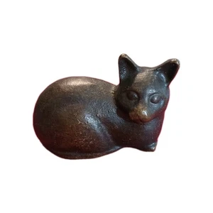 Scott Nelles signierte Bronze sitzende Katze Kätzchen Figur Statue selten 1985 - Bild 1 von 6