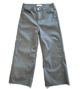 ZENANA High Rise Flare Pants Cropped Army Green Chino Raw Hem Work Preppy Boho - Bild 1 von 6