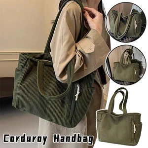 Women's Corduroy Tote Bag Large Capacity Shoulder Bag for Commute Shopping - Picture 1 of 19