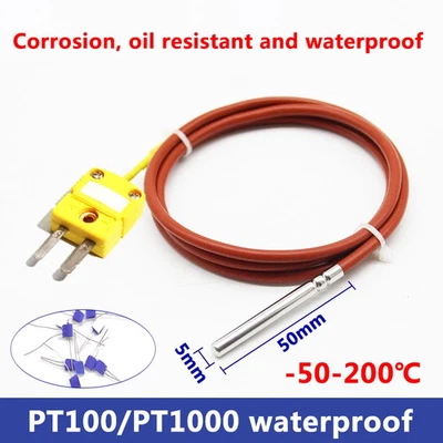 Temperature Sensor Waterproof PT100 RTD Platinum Probe High Precision Silicone - Image 1 of 4
