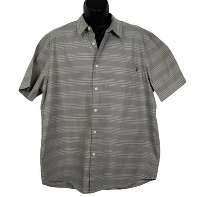 Camisa Oakley Para Hombres Manga Corta Abotonada Gris Piedra Rayas Calce Regular XXL NUEVA CON ETIQUETAS Foto 1 de 4