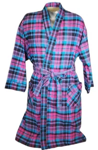 The Vermont Flannel Co. Morgenmantel fuchsia blau schwarz kariert Unisex Einheitsgröße  - Bild 1 von 10