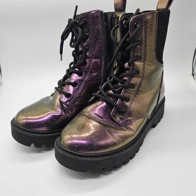  Metallic Doc Look alike Combat Boots Y1K 90’s Mean Girl Vibes - Image 1 of 4
