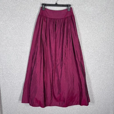 Taffeta Maxi Skirt Size 2 Magenta Tulle Lining Pleated Iridescent Dance Ballet - Image 1 of 4
