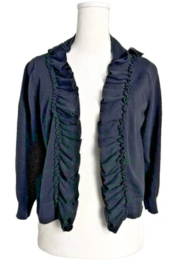 Suéter Cárdigan Joseph A Negro Talla M Para Mujer Frente Abierto Volantes Manga Larga Foto 1 de 4