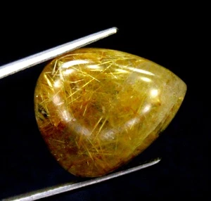 Natural Golden Rutile Quartz Cabochon In Pear Shape 16.64 Carats 20x17x6 mm - Picture 1 of 8