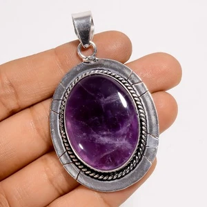 Natural Amethyst Gemstone 925 Silver Handmade Pendant 2.4" ARP-6584 - Picture 1 of 3