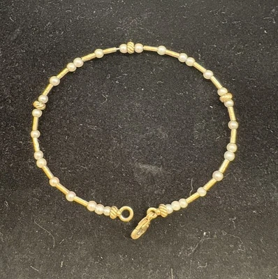 Pulsera DAVID YURMAN Oro 18K Cuentas Finas con Perlas Minorista $795 Talla Grande Usada en Excelente Condición Foto 1 de 4