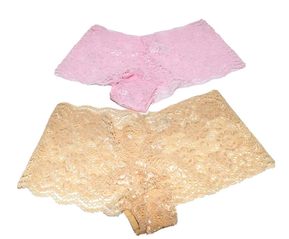 Calcinha Isaac Mizrahi 2 pares bege e rosa floral renda hipster tamanho PS NOVA SEM ETIQUETAS - Imagem 1 de 4