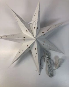 SALCAR 75cm LED Papierstern, 3D Leuchtstern Fenster, E14 Warm Lampe, Weiß - Bild 1 von 6