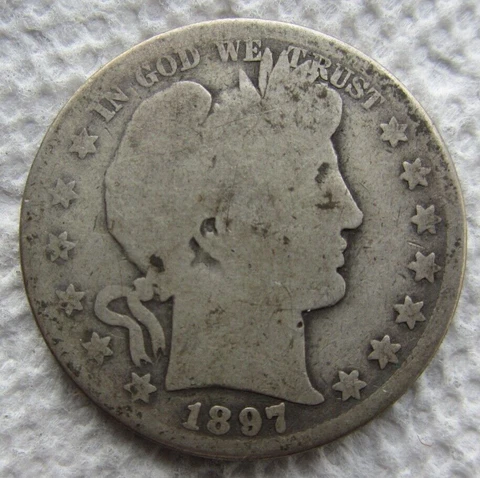 1897-O 50C Barber Silver Half Dollar Rare Key Date Good / AG Cleaned Cover