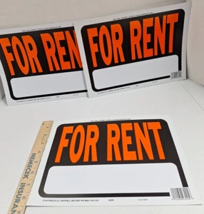 3 - For Rent Signs Hy-Co 3005 8.5" × 12" High Viz Orange Black White - Picture 1 of 5