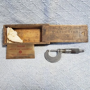 Vintage LS Starrett Micrometer Tool 1" Wood Lufkin Box Made in the USA - Picture 1 of 10