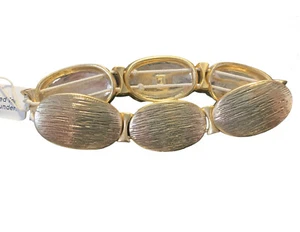 Liz Claiborne Etched Gold Tone Blockchain Stretch Bracelet - Picture 1 of 3