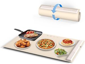 Electric Warming Tray Silicone w/ Adjust Temperature Foldable RollUp Food Warmer