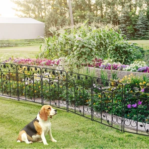 UPGRADE NEW Garden Fence 5 Panels Metal Wrought Iron Railings Decorative Fencing - Picture 1 of 14