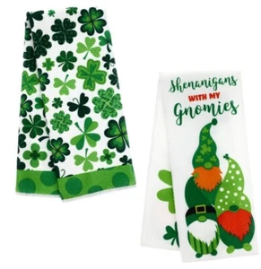 St. Patrick's Day Shamrock Hand Towels 2 Pack - Picture 1 of 3
