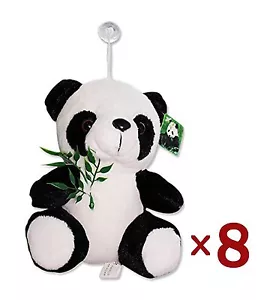 Set of 8~3.5" Panda Eating Bamboo Stuffed Plush Wall Window Hanging Animal Toy - Picture 1 of 4