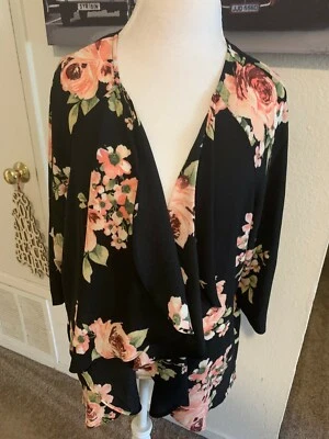 Cameo Black & Pink Floral Kimono - Image 1 of 4