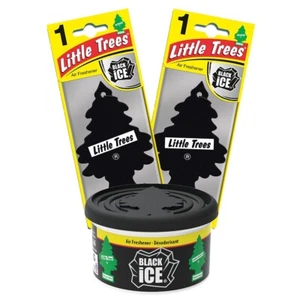 Little Trees Fibre Can & Hanging Car Air Freshener Freshner Set - BLACK ICE - Picture 1 of 3