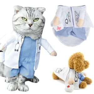 Halloween Pet Costumes Dog Cat Puppy Kawaii Pet Party Clothes Cosplay Doctor - Picture 1 of 12